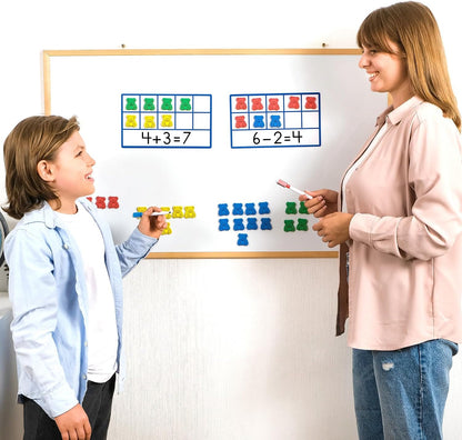 130 PCS Jumbo Magnetic Ten Frames Activity Set with Counting Bears, Math Manipulatives for Kindergarten, PreK, Preschool, Counting Bears Class Set, Math Counters Games for Kids, Homeschool Supplies