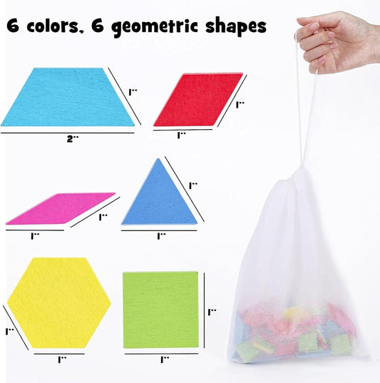 150PCS Wooden Pattern Blocks & 3D Maze Ball Bundle – Geometric Tangram Puzzle with Activity Cards and Brain Teaser Sphere Game for Kids, Educational Toy, Classroom Prize, and Gift