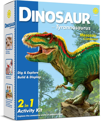 Dinosaur Tyrannosaurus Fossil Dig Kit - 2-in-1 Excavate & Build Set with Tools, Educational STEM Toy Gift for Kids Ages 6+