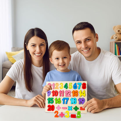 AMOR PRESENT Wooden Puzzles for Toddlers, Alphabet and Number Shape Puzzle Board, Preschool Learning Educational Toys for Kids