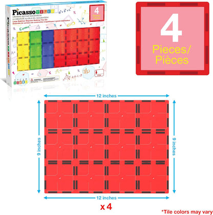 PicassoTiles 12pc Supersized Magnetic Building Tile Base Plate Jumbo XL Foundation Stabilizer Boards STEM Engineering Construction Kit for Kids Educational Learning Toy Magnet Blocks Stacking Set PT12