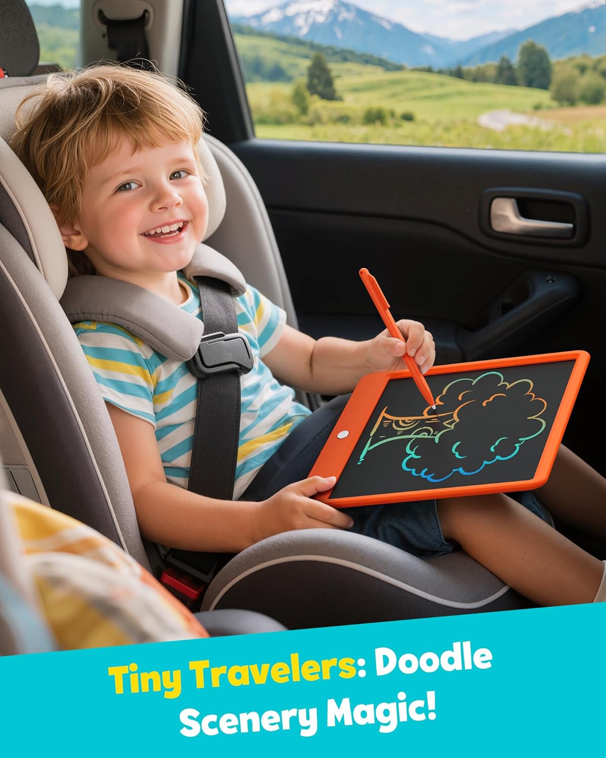 TEKFUN LCD Writing Tablet for Kids, 10-inch Coloring Drawing Pad, Mess Free Doodle Board, Airplane Travel Toys for Boys and Toddlers, Road Trip Essentials, Gifts for 3 4 5 6 7 8 Year Old Girls(Blue)