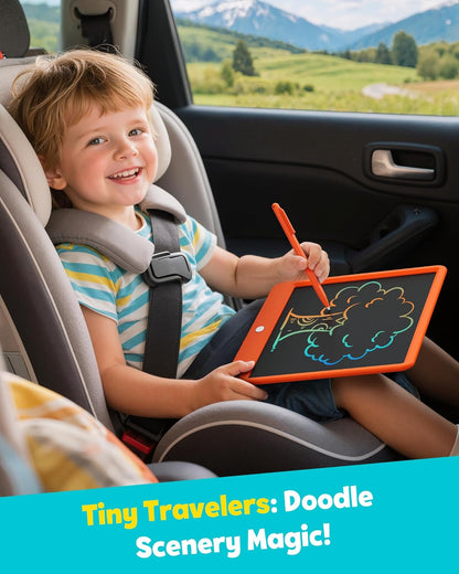 TEKFUN LCD Writing Tablet for Kids, 10-inch Coloring Drawing Pad, Mess Free Doodle Board, Airplane Travel Toys for Boys and Toddlers, Road Trip Essentials, Gifts for 3 4 5 6 7 8 Year Old Girls(Blue)