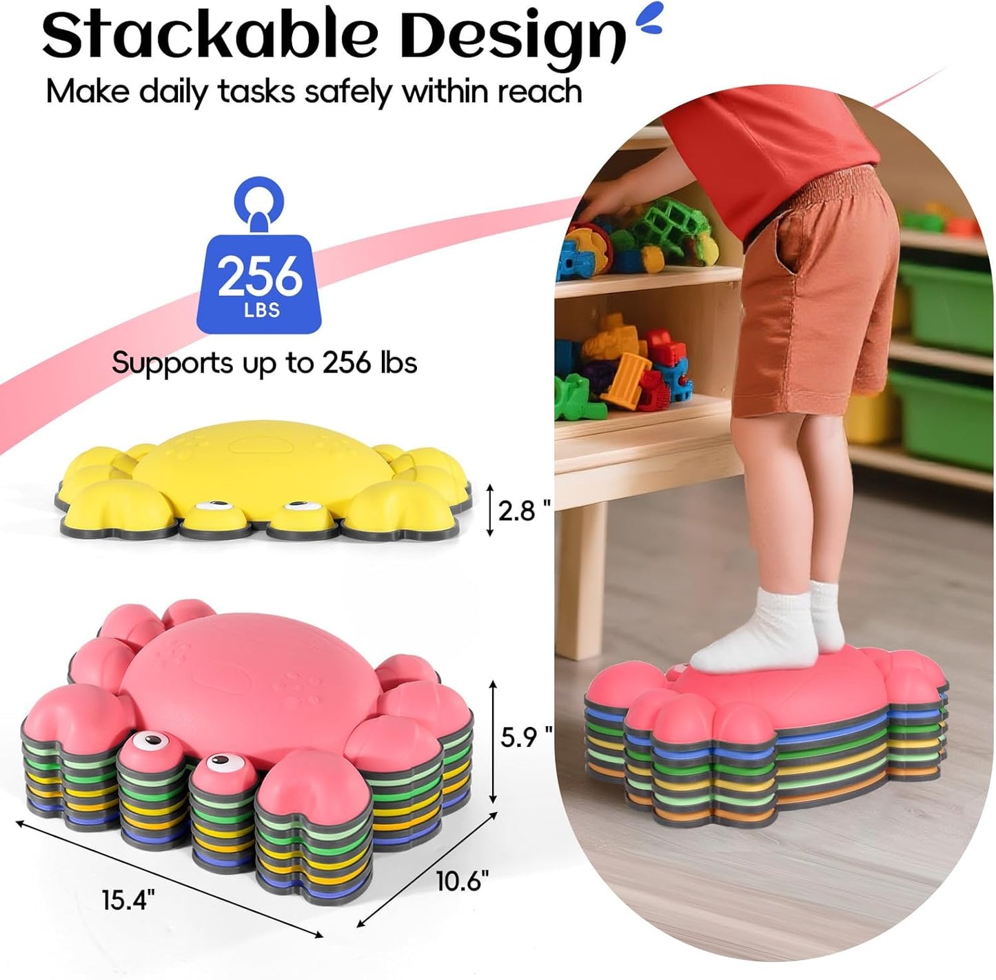 TOPNEW Stepping Stones for Kids, Non-Slip Balance Stepping Stones for Promoting Children's Coordination Skills, Toddler Stepping Stones Obstacle Course for Kids Age 3 4 5 6 7+