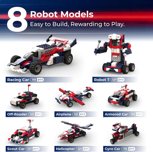 Apitor STEM Building Kit for Kids 6-12 | 8-in-1 Multi-Model Educational Robotics & Engineering Toy | DIY Race Car with High-Speed Motor | Fun STEM Building Robot for Young Boys & Girls