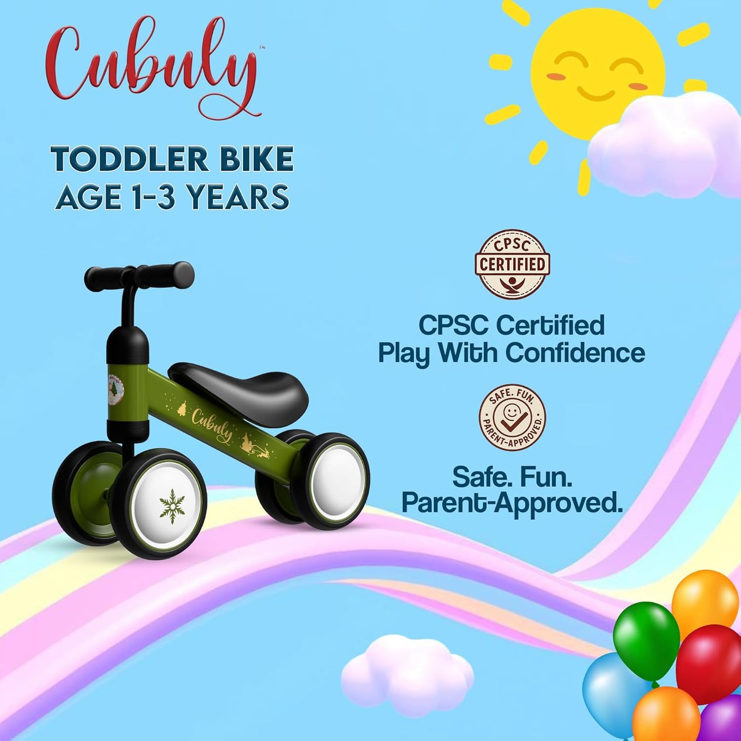 Baby Balance Bike for 1-3 Year – First Birthday Boy Girl Gifts 12-36 Month Mini Bike|Colorful Lighting Wheels|Ride on Toys |Toddler Balance Bike 1-3 Indoor/Outdoor Bike