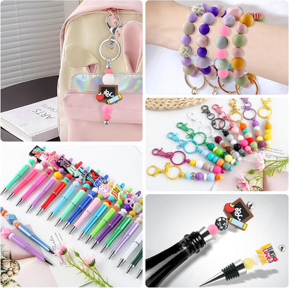 65Pcs 19mm Silicone Beads for Keychain Making Bracelet Necklace, Bulk Round Silicone Beads for Pens（Christmas Green） - Colors A