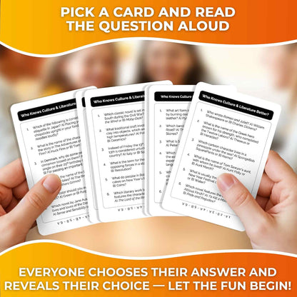 QUOKKA Board Games for Kids 8-12 and Family - Set of 4 Who Knows It Better? - 2000+ Questions Across Biology, Culture, STEM and Math - Educational Trivia Cards for Learning and Game Night