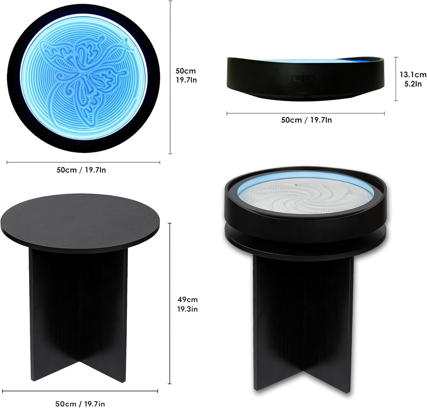 Lemofuta 20″ Automatic Zen Drift Sandscape Art Table with Black Display Stand