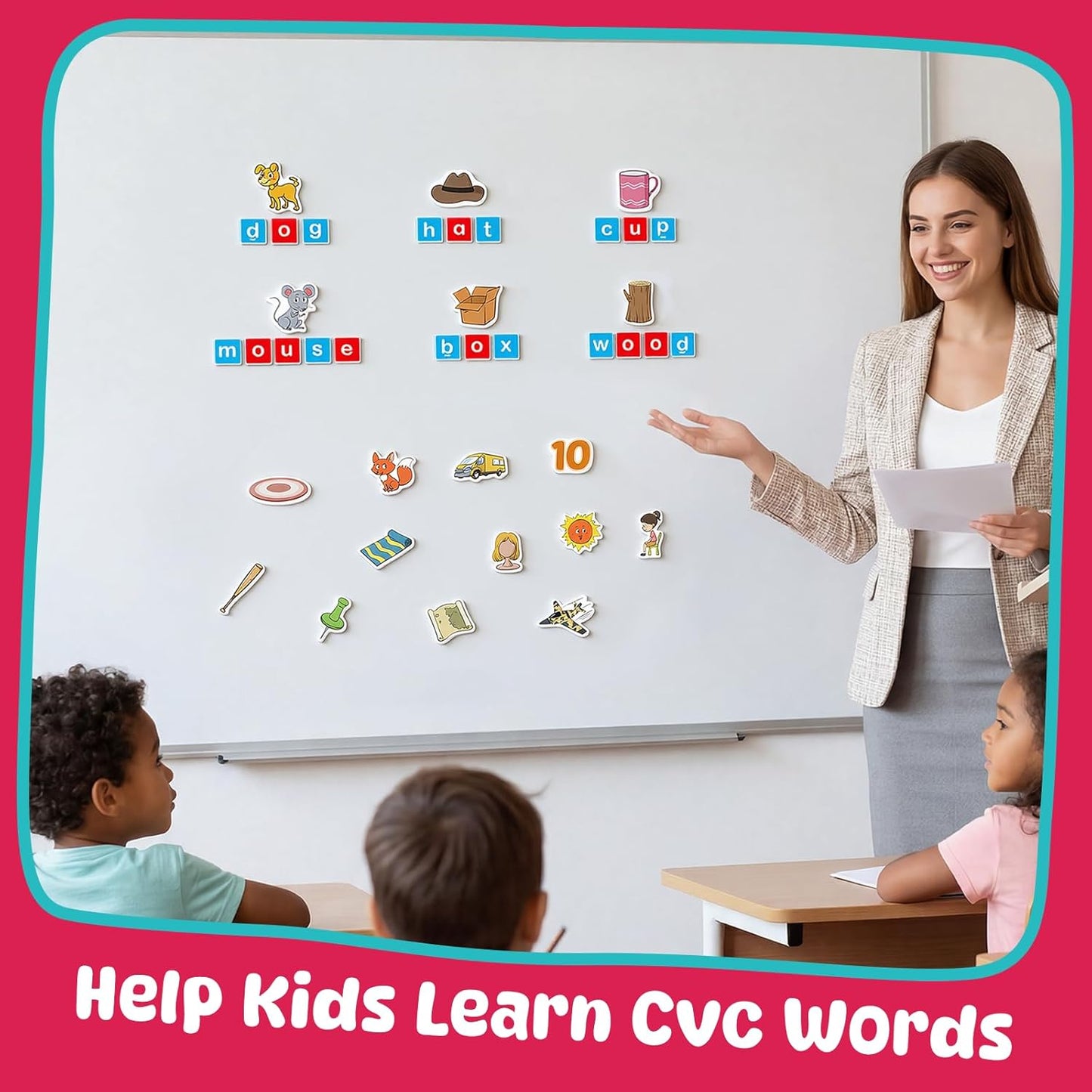 Quilinz CVC Magnets Word Games,Fridge Magnets for Kids, Magnetic Letters for Classroom, Toddler Alphabet Learning Toys, Speech Therapy Materials, Phonic Games for 3+,Kindergarten Classroom Must Haves