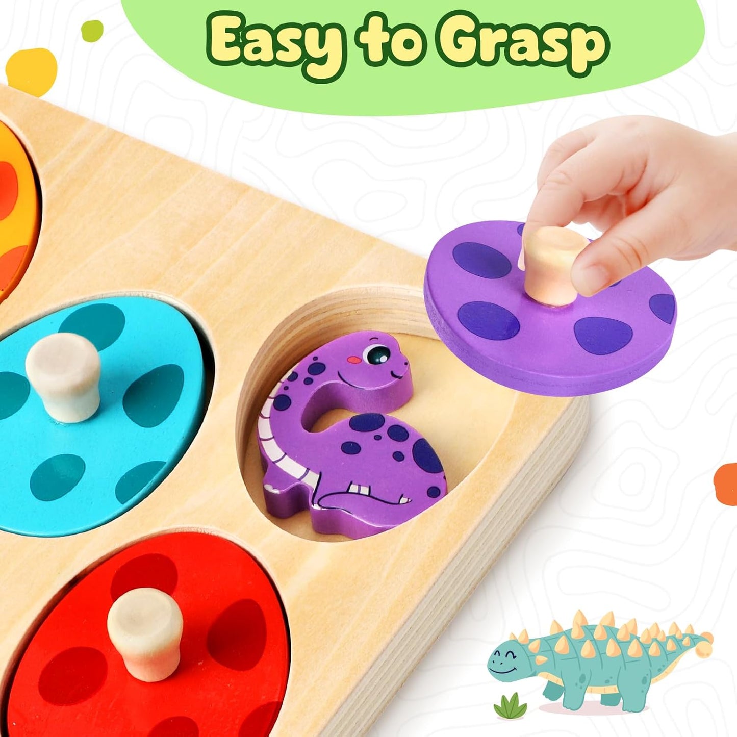 Wooden Puzzles for Toddlers 1-3, Dinosaur Matching Egg Puzzle Montessori Toys for 1 2 3 Year Old Boy Girl Gifts, Preschool Education Learning Toys