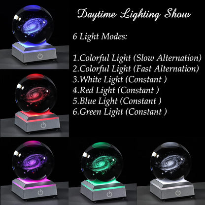 3d Solar System Model Crystal Ball 80mm 3.15inch - Outer Space Astronomy Gifts Room Decor Crystal Sphere Unique Gifts For Men Him Best Birthday Dad Physics Science Teacher Night Light Planet Lamp