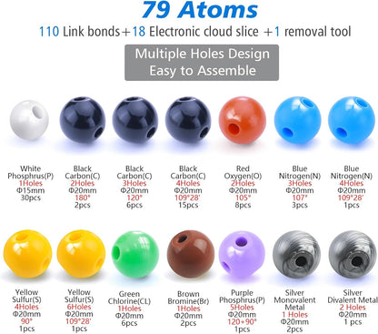 Chemistry Molecular Model Kit (136 Pcs) for Student and Teacher,Organic and Inorganic Chemical Learning Set,Motivate Enthusiasm for Learning Chemistry and Raising Space Imagination