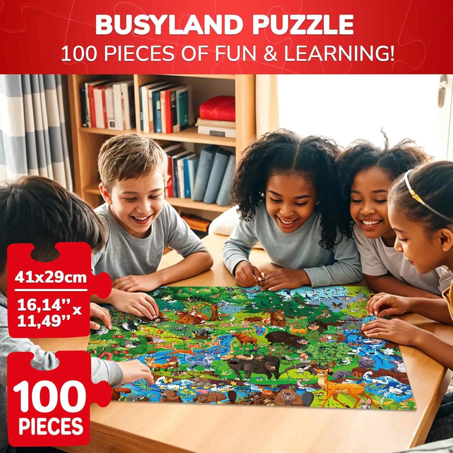 QUOKKA 100 Piece Puzzles for Kids Ages 4-6 – Floor Kids Puzzles Ages 6-8 Year Old – Toy for Learning Forest Animals for 8-10 yo – Jigsaw Toddler Game for Boy and Girl 3-5
