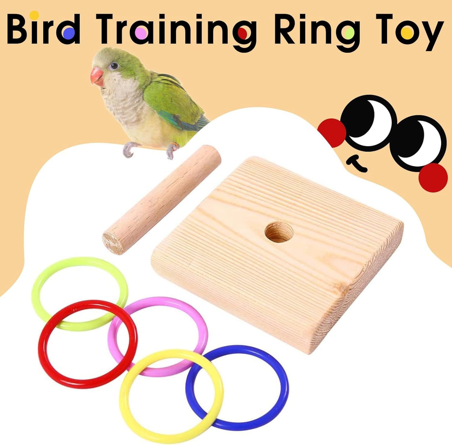 QBLEEV Bird Training Ring Toy, Parrot Trick Tabletop Toys, Educational Stacking Color Rings, Cage Toys