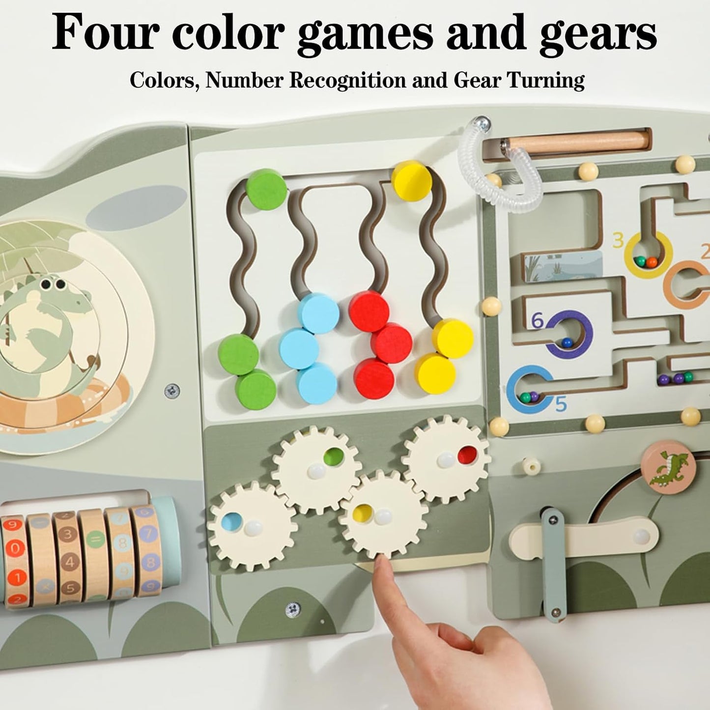 Wooden Sensory Wall Panel for Kids Activity Wall Busy Board with Wooden Toolboxes, Kitchen, Doctor Kit & More! Wall-Mounted Learning Toy for Preschoolers (3+), STEM Play