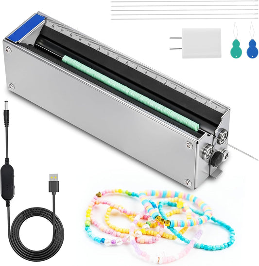 MSFULLSEA Electric Bead Spinner Bead String Machine with Graduated Scale for 3-17mm Round Clay Seed Barrel Faceted Pumpkin Tube Coated Beads Jewelry Making