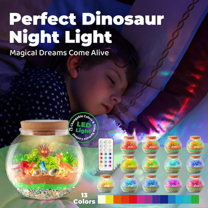 JOYEEMAX Unicorn Light-Up Terrarium Kit for Kids - LED Night Light Birthday Gift for Girls Ages 4 5 6 7 8-12 Year Old - Unicorn Toys for Girls - DIY Arts and Crafts Kit for Kids