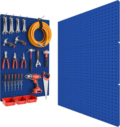 Peg Board, 4PCS Metal Pegboard Wall Organizer. Heavy Duty Pegboard, Peg Boards, Pegboard for Walls, White Pegboard for Garage Craft Room Workbench Office Kitchen Tool Organization, 12"*12"