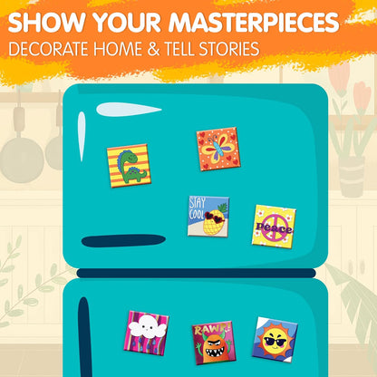 JOYIN 24 Magnetic Mini Tiles Art Kit, Creativity DIY Paint, Arts and Crafts for Kids, DIY Supplies for Party Favors, Family Activity, Birthday Present, Toys Gifts for Boys and Girls