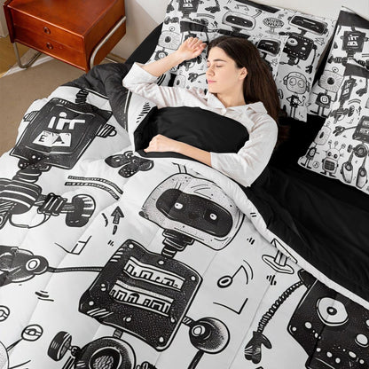 Erosebridal Chemistry Comforter Set with Sheets Full Size Periodic Table of Elements Bed in A Bag 7 Piece Science Chemistry Lovers Bedding Set for Kids Boys Children Bedroom Modern Black Bed Sets