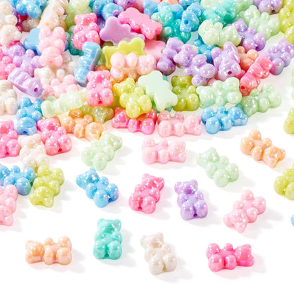 Kissitty 100Pcs Clear Acrylic Bear Beads Cute Bears Loose Beads Bulk Transparent Gummy Bear Spacer Bead Counting Bears for Bracelet Adults Necklace Earring Crafts Bag Key Chain DIY Jewelry Making
