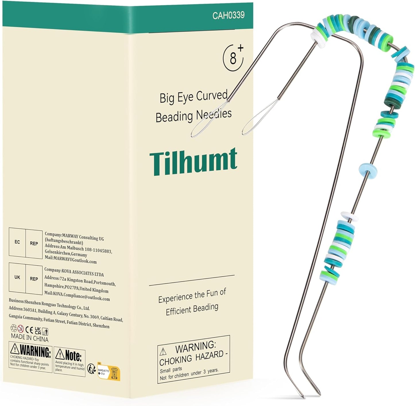 Tilhumt 2 Pcs Big Eye U-Shape Needles- 7" Electric Clay Bead Spinner Accessories for Jewelry Making, Bracelets, Necklaces, and Waist Crafts - Compatible with Tilhumt Clay Bead Spinner