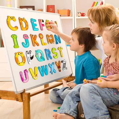 Magnetic Letters for Toddlers 1-3, 26PCS Cute Animal Alphabet Magnets Letters Learning Toys for Toddlers 1-3 Uppercase ABC Magnets for Refrigerator Best Gifts for Birthday Easter Basket Stuffers