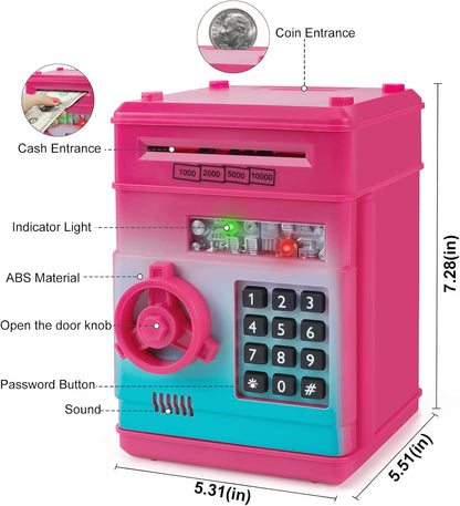 Refasy Piggy Bank Cash Coin Can ATM Bank Electronic Coin Money Bank for Kids Age 3-12, Money Savings Box Mini ATM Coin Bank Toys Gifts for 3 4 5 6 7 8 9 10 11 12 Year Old Boys Girls