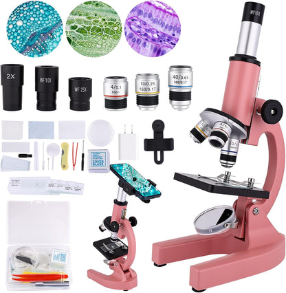 Microscope for Kids & Adults,40X-2000X Magnification Microscope for Kids 8-12, with LED Fill Light & Phone Holder, Great for School Labs and Home Schooling
