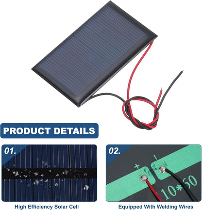 MECCANIXITY 2 Pcs 5.5V 0.44W 70mA Mini Solar Panels, Small Polycrystalline Solar Cell Panel with 2 Cable for DIY Electric Toy Materials Kits Charger, 60mm x 60mm