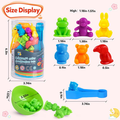 RAEQKS Counting Sorting Toys Matching Stacking Toys with Bowls Preschool Learning Activities Educational Sensory Game Montessori STEM Toy Daycare Sets Animals Gifts for Toddlers Kids Boys Girls