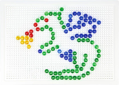 Lena 35626 Mosaic Plug-In Game Set, Mosaic with 260 Transparent Plugs, Mosaic Plug Diameter 10 mm, Mosaic Game for Children from 3 Years, Complete Set with Pegboard Approx. 28 x 19.5 cm and Organiser,