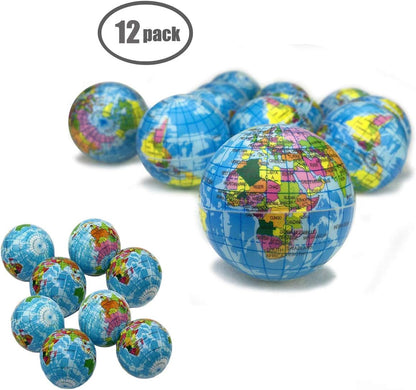 2.48'' Mini Squeezable Globe Stress Balls,Tension Reliver Balls,Party Favor,Soft PU Globe Ball,Earth Pattern,Party Toys