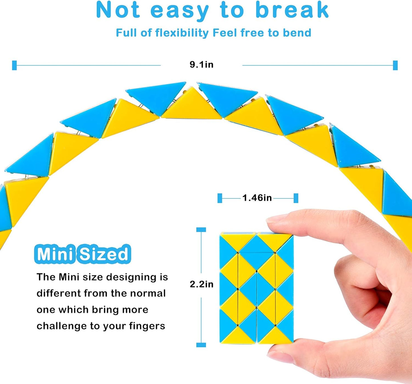Ganowo Fidget Snake Cube Mini Twist Puzzle(12PACK) -Party Favors, Goody Bag Filler,Carnival Prizes,Classroom Rewards,School,Birthday Gift-Easter Egg Fillers for Kid Brain Teasers Speed Cube