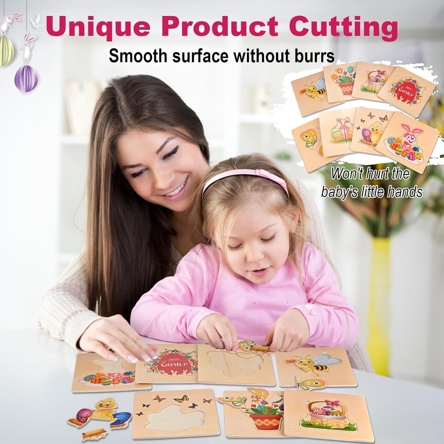 8pcs Wooden Puzzles for Toddlers 1-3, Toddler Puzzles Ages 2-4, Montessori Toys for 1-3+ Years Girl Boy, Sea Animal Puzzle for Kids, Jigsaw Puzzle Educational Toys Preschool for 1-4