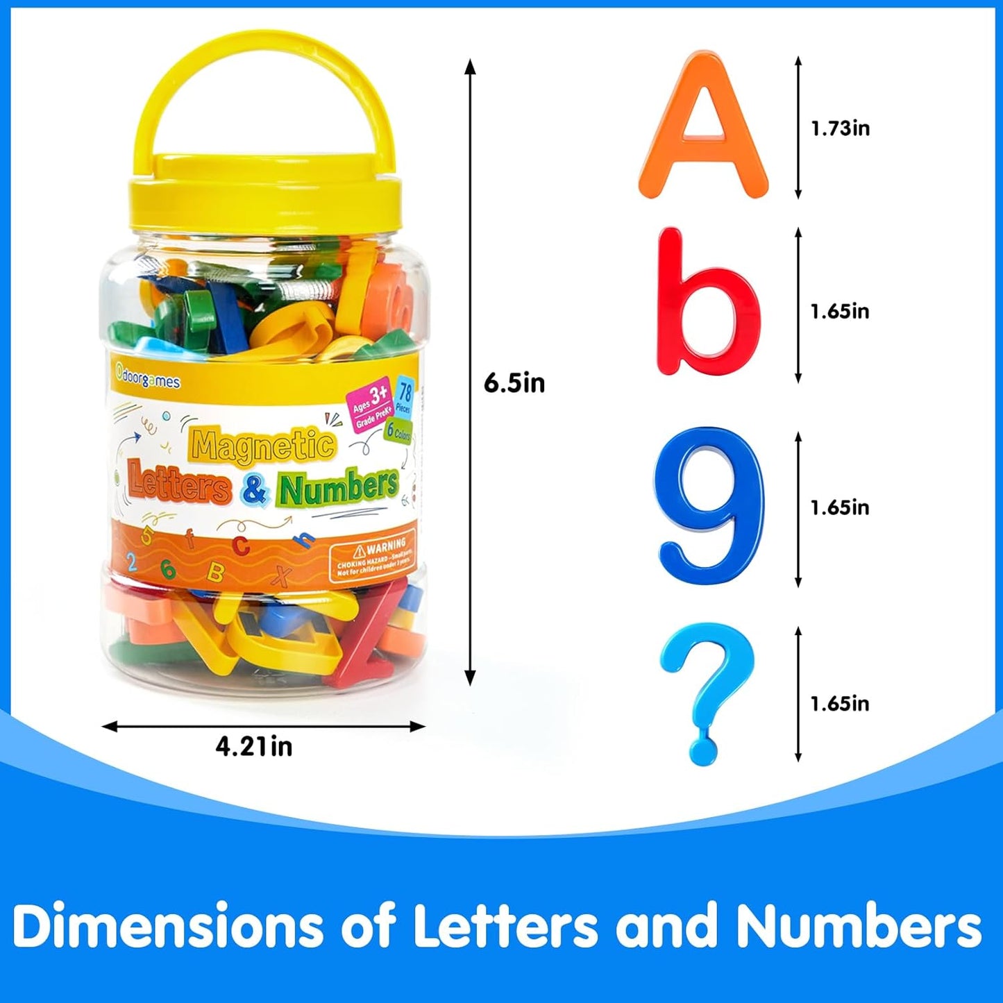 78 Pcs Magnetic Letters and Numbers – Upgraded Magnets & 6 Colors - ABC Alphabet Magnets for Toddlers, Fridge & Whiteboard Learning Set