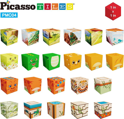 PicassoTiles Infinite Magnetic Puzzle Magic Cube Easy-Connect Brain Teaser Toy Set Magnet Pattern Block Matching Toys Free Ideabook 150+ Inspirations STEM Learning Kids Boys&Girls Age3+ PTC25