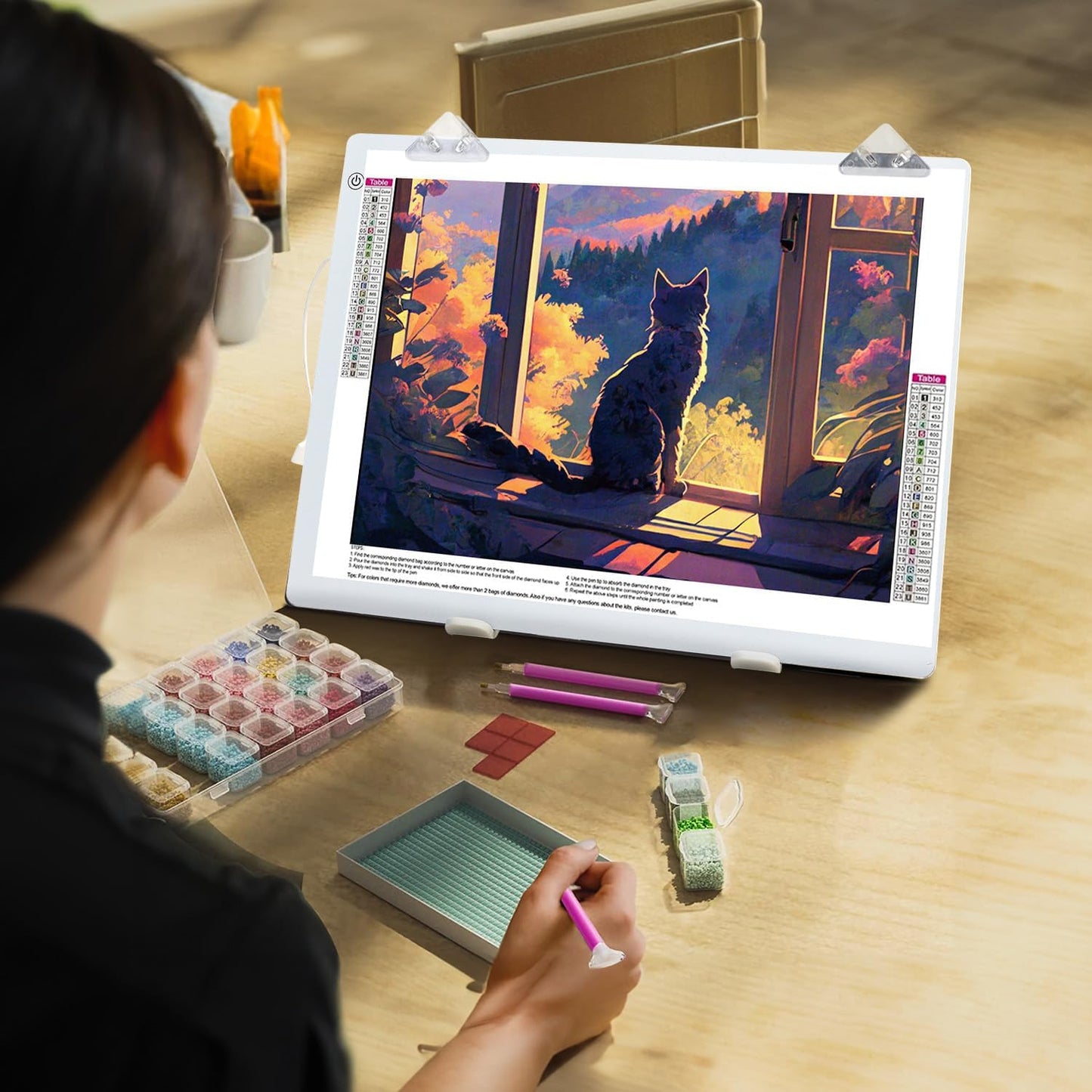 Zocelight A4 Light Pad for Diamond Art Kits for Adults,0.2" Ultra Thin Light Board with Stand and Clip for Diamond Painting Accessories,3 Levels Dimming Light Box for Drawing,Sketching,Animation