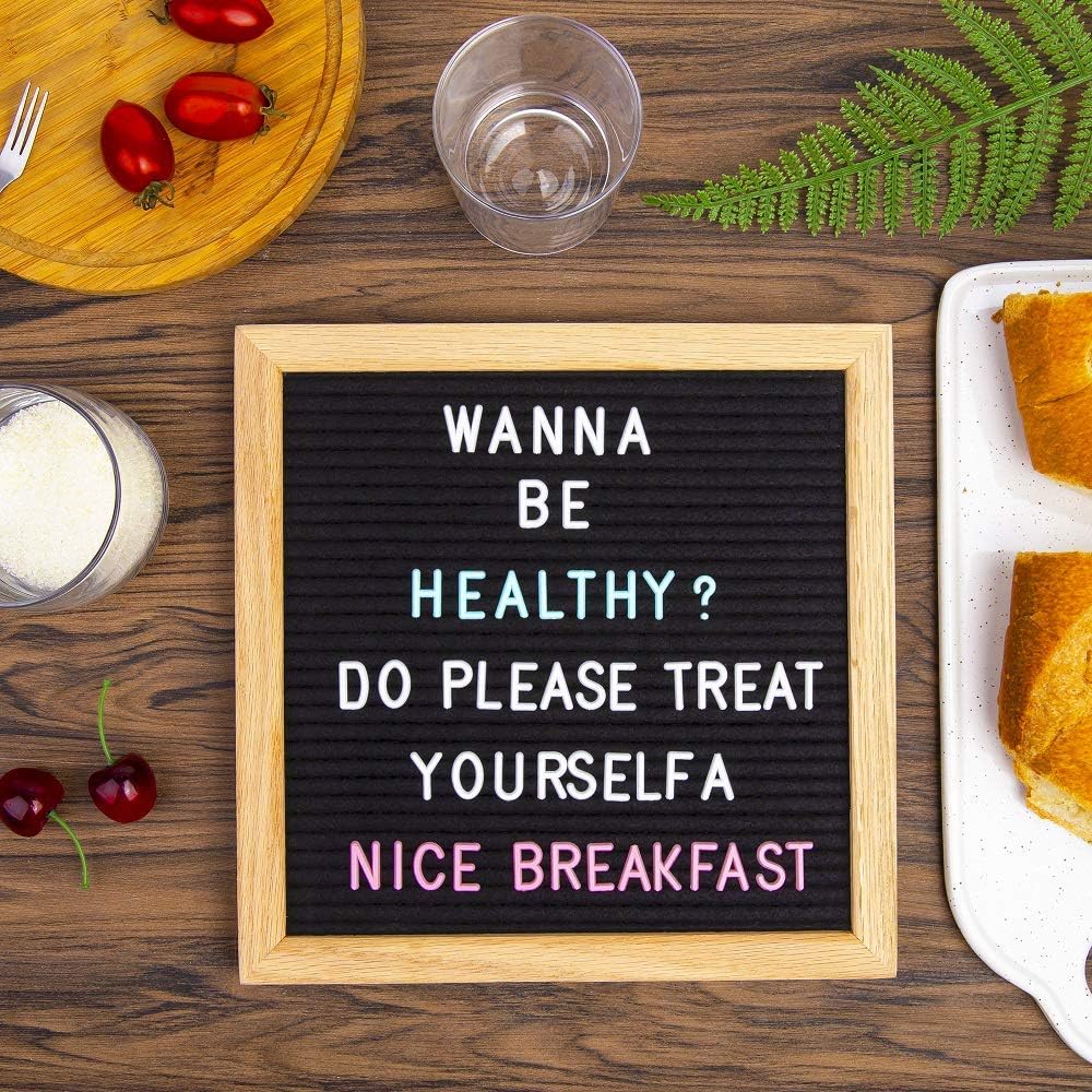 Felt Letter Board Message Board 10x10inch with Stand,Pre-cut&Sorted 805pcs White,Blue&Pink Changeable Letters+Weeks &Months Cursive Words,Word board Sign board with Sorting Tray&Gift Box(Gray)
