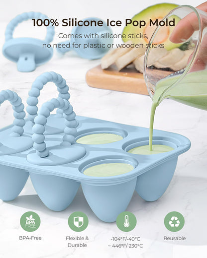 All-Silicone Baby Popsicle Molds with Sticks, AODISTUCE 1oz Popsicle Molds for Babies Breastmilk Popsicles Molds for Teething Relief, Frozen Treats Maker Popsicle Maker Ice Pop Mold for Toddlers Kids