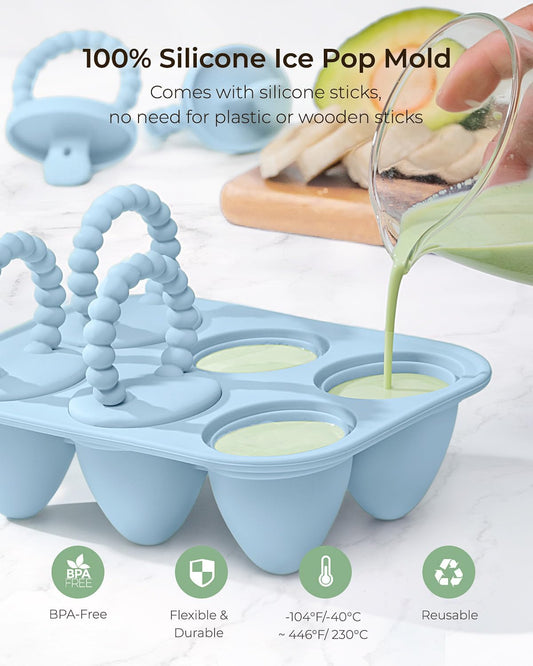 All-Silicone Baby Popsicle Molds with Sticks, AODISTUCE 1oz Popsicle Molds for Babies Breastmilk Popsicles Molds for Teething Relief, Frozen Treats Maker Popsicle Maker Ice Pop Mold for Toddlers Kids