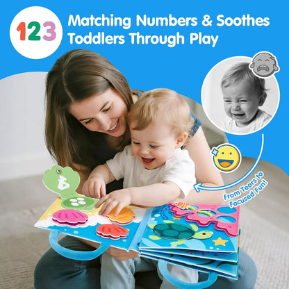 hahaland Ocean Busy Book for Toddlers 1-3, Montessori Toys Sensory Activity Busy Board, Travel Toy for 1 2 3 Year Old Boys Girls, Educational Fine Motor Skills Learning Toy, Toddler Birthday Gift