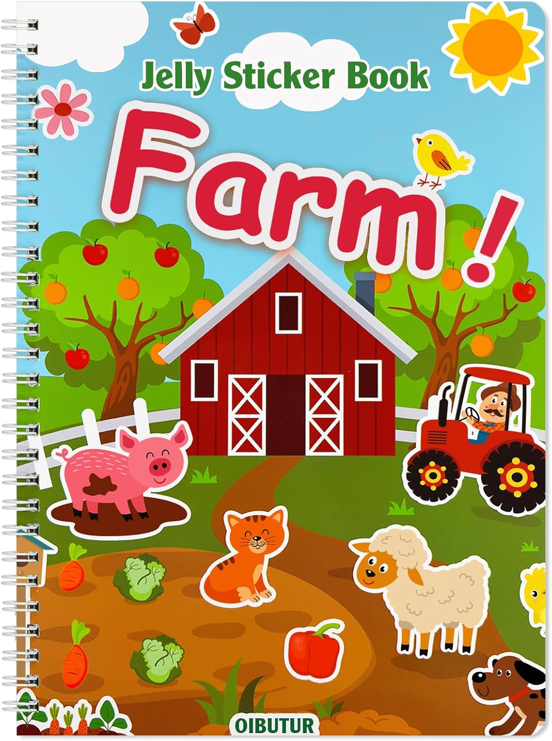 Jelly Sticker Books for Toddlers 2-4 Years, Reusable Sticker Book for Kids 1-3, Toddler Easter Basket Stuffers＆Travel Essentials Animals Stickers for Kids Toddler Plane Activities (Animals)