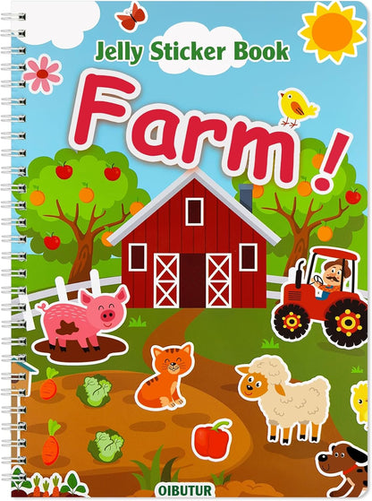 Jelly Sticker Books for Toddlers 2-4 Years, Reusable Sticker Book for Kids 1-3, Toddler Easter Basket Stuffers＆Travel Essentials Animals Stickers for Kids Toddler Plane Activities (Animals)