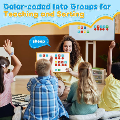 Phonics Magnetic Letter Tiles,Spelling Reading Games Manipulative Phonemic Awareness Sentence Building Alphabet ABC Fridge Magnets Speech Therapy Homeschool Classroom Learning Activity