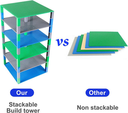 Building Blocks Baseplates Classic Baseplates, Double-Sided Design, Stackable, the Underlying is Compatible with the Block, 100% Compatible with Major Brands 10" x 10"