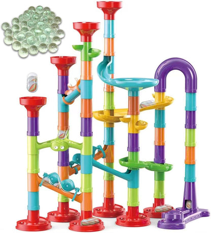 50 PCS Marble Toy Premium Set,STEM Educational Building Block Toy,Marble Track Race Set with 15 Glass Marbles for Boys & Girls,Construction Building Blocks Toys for Kids