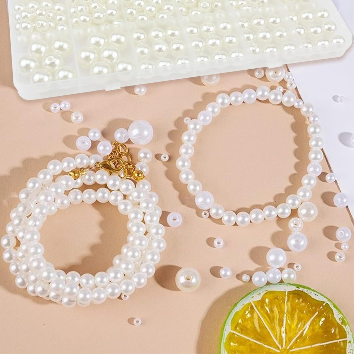 Hpebl 2136PCS Beads for Bracelets Pearl Bracelet Making Kit Friendship Bracelet Kits Bracelet Bead Kits Small Pearl Bead and Gold Beads Beading Kit for Bracelets Jewelry Making Kit