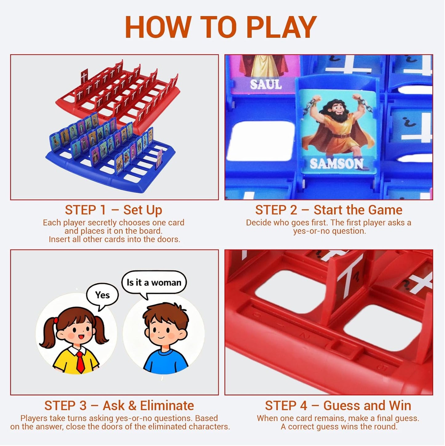 Guessing Bible Who I Am Game? – Bible Trivia Card Game for Kids & Families, 24 Holy Bible Characters with Life Story & Verse Cards, Christian Sunday School & Youth Group Games Catholic Gifts
